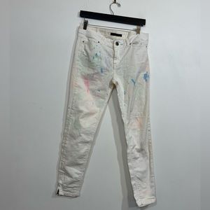 Zara White Pant Splatter Jeans Women’s Size 6